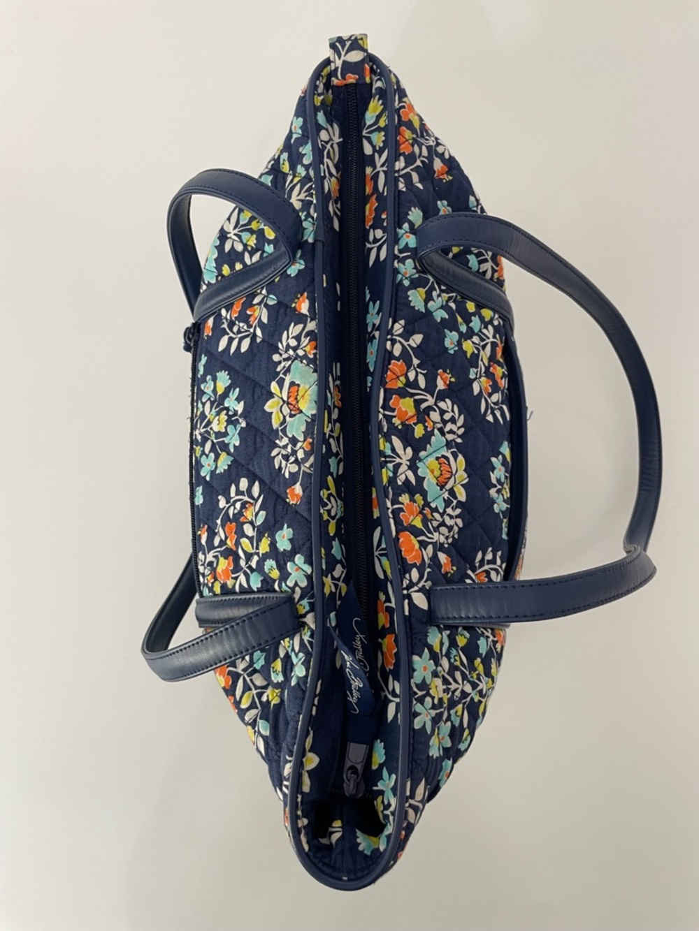 Vera Bradley Navy Chandelier Floral Quilted Shoulder Tote Bag Travel - Picture 3 of 11